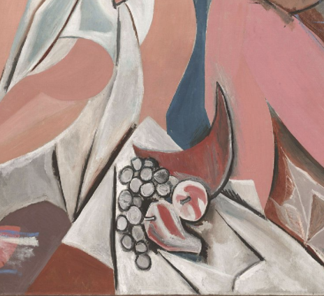 Detail of the still life in Picasso's <i>Les Demoiselles d'Avignon</i>. 
