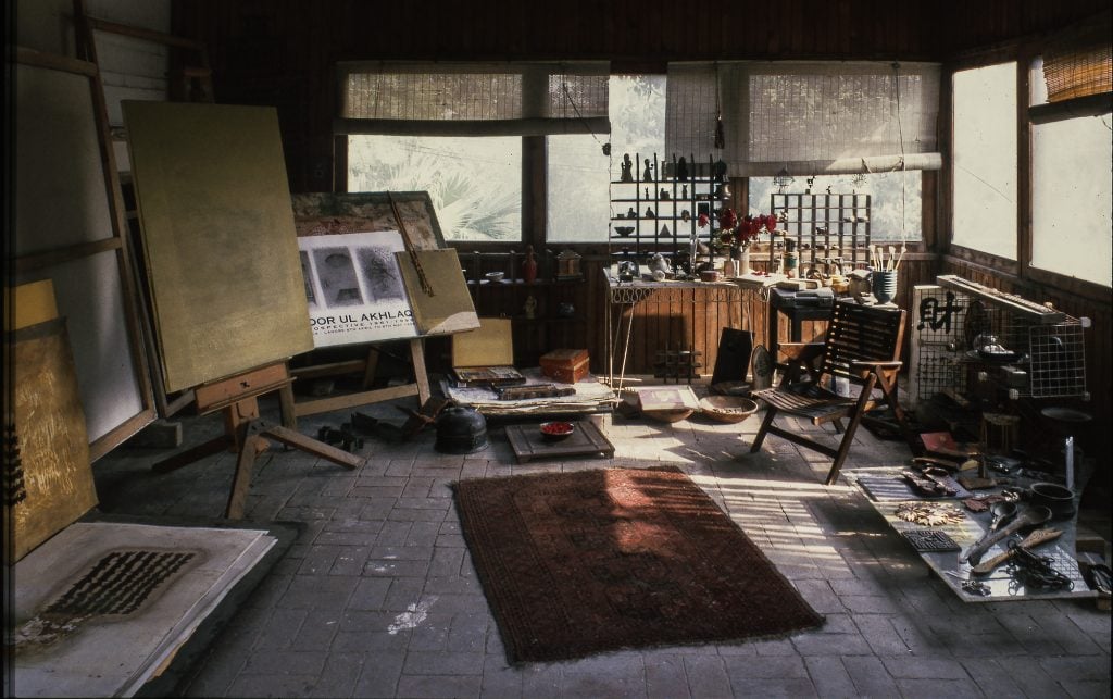 Zahoor ul Akhlaq’s studio. Photo: Richard Seck. Courtesy of Asia Art Archive.