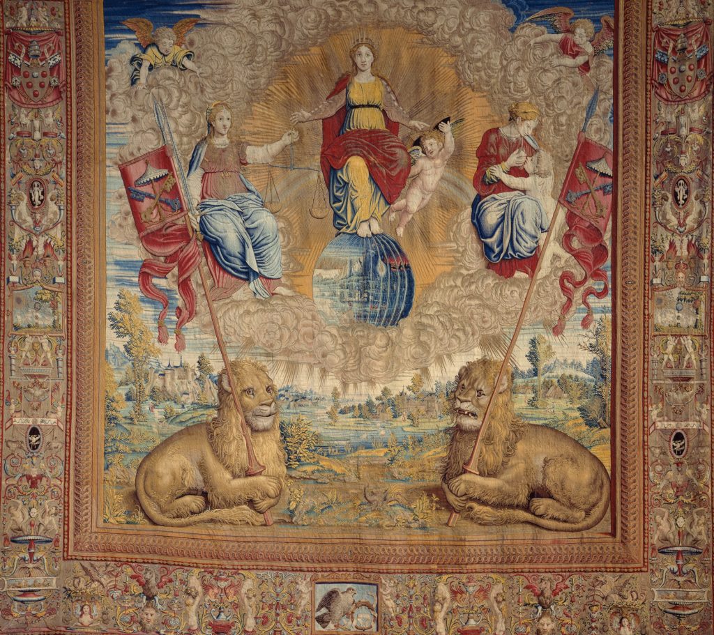 One of the tapestries on view at "In Leonardo's Shadow" at the Palace of Venaria. Photo: The Palace of Venaria.