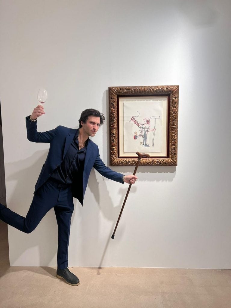 Collector Alexander DiPersia at the opening of "Basquiat &amp; A.R. Penck" at Cahiers D'Art in Paris. Courtesy: Alexander DiPersia