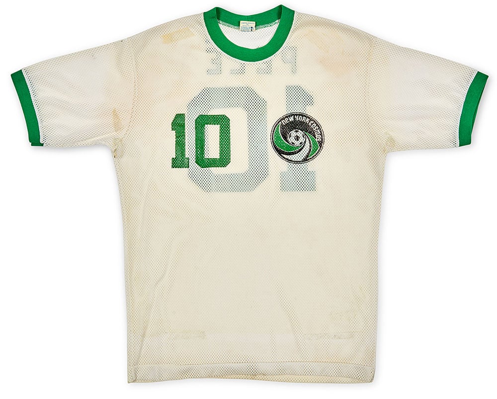 Pele's 1975 New York Cosmos 'Triumphant Debut' Jersey. Courtesy of Sotheby's.