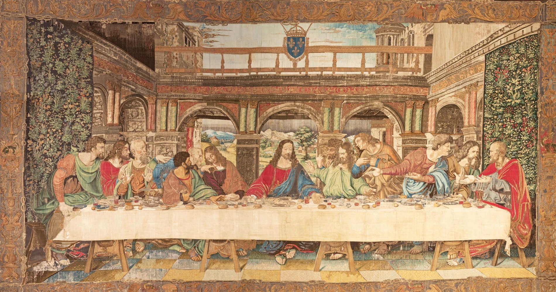 Antique Aubusson Tapestry The Last Supper After Leonardo Da Vinci Circa ...