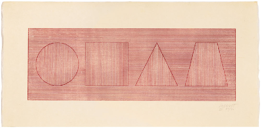 Geometric woodblock print by Sol LeWitt. Courtesy of Jonathan A. Hill Bookseller.