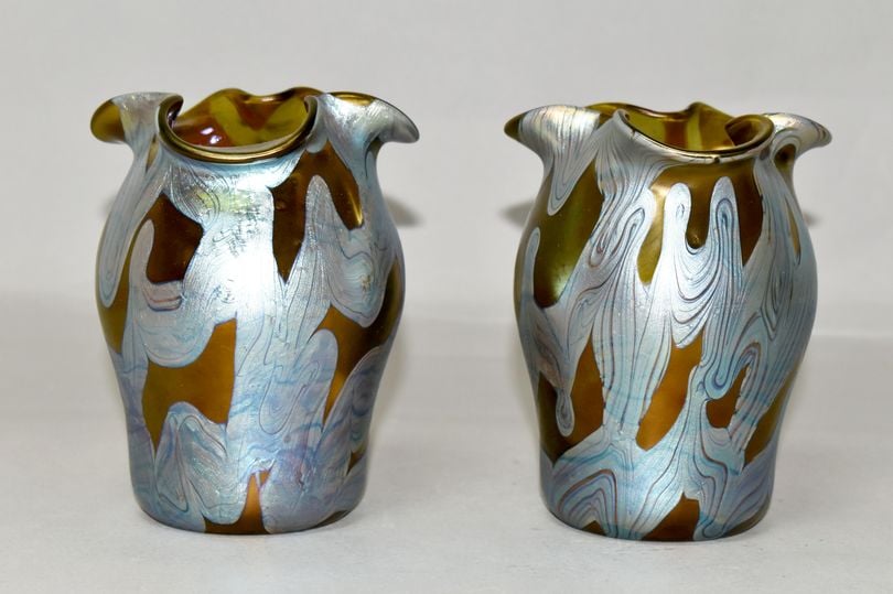 Christine and Manfred Rehm got a 1500 percent return on investment when they sold these PG29 Loetz vases at Richard Winterton Auctioneers. Photo courtesy of Richard Winterton Auctioneers, Lichfield, U.K.