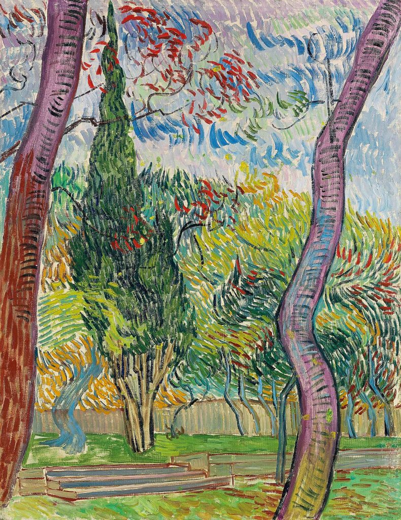 Vincent van Gogh, Trees in the Garden of the Asylum (1889). Private collection.