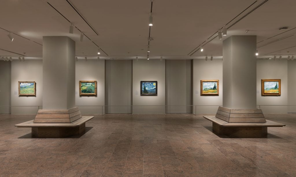 Installation of "Van Gogh’s Cypresses" at the Metropolitan Museum of Art. Photo by Richard Lee, courtesy of the Metropolitan Museum of Art, New York. 