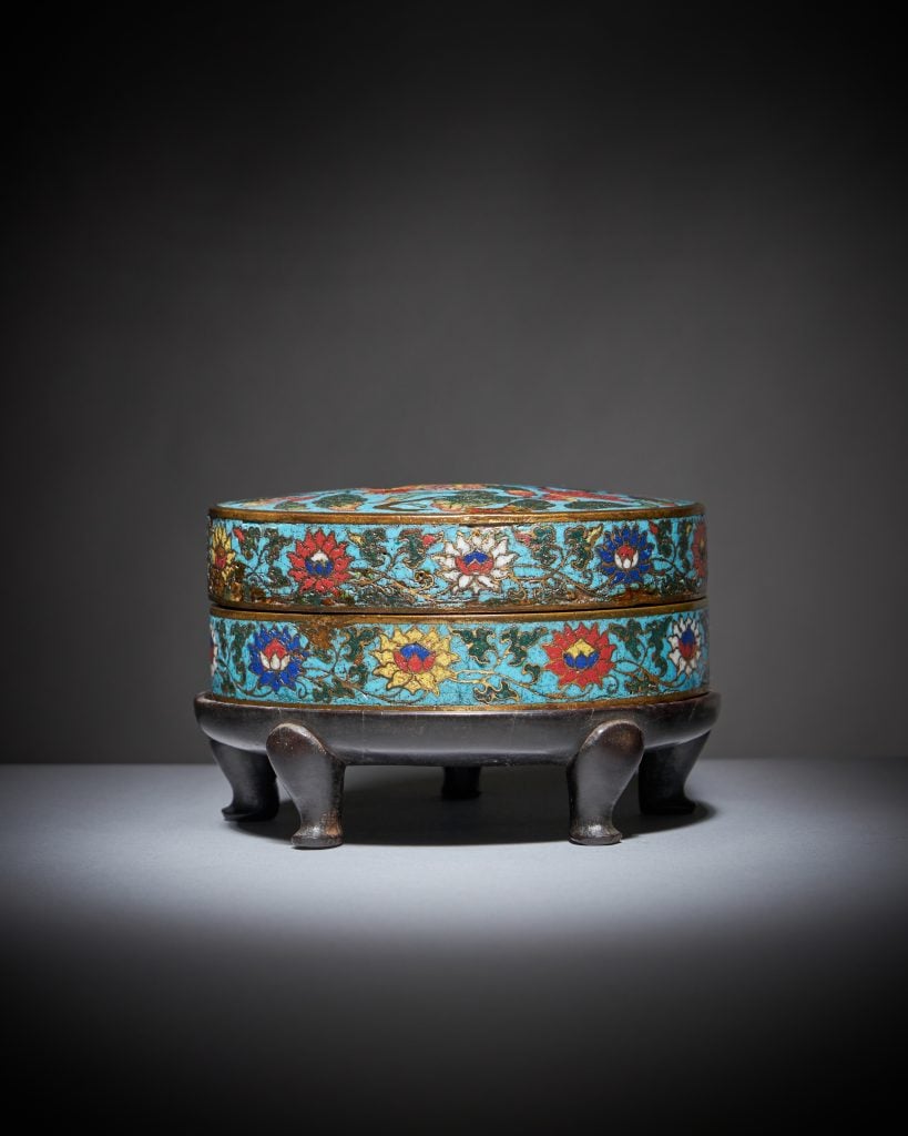 A rare Chinese cloisonné 'pomegranate' box and cover from the collection of Edward Copleston Radcliffe. Photo courtesy of Dreweatts.