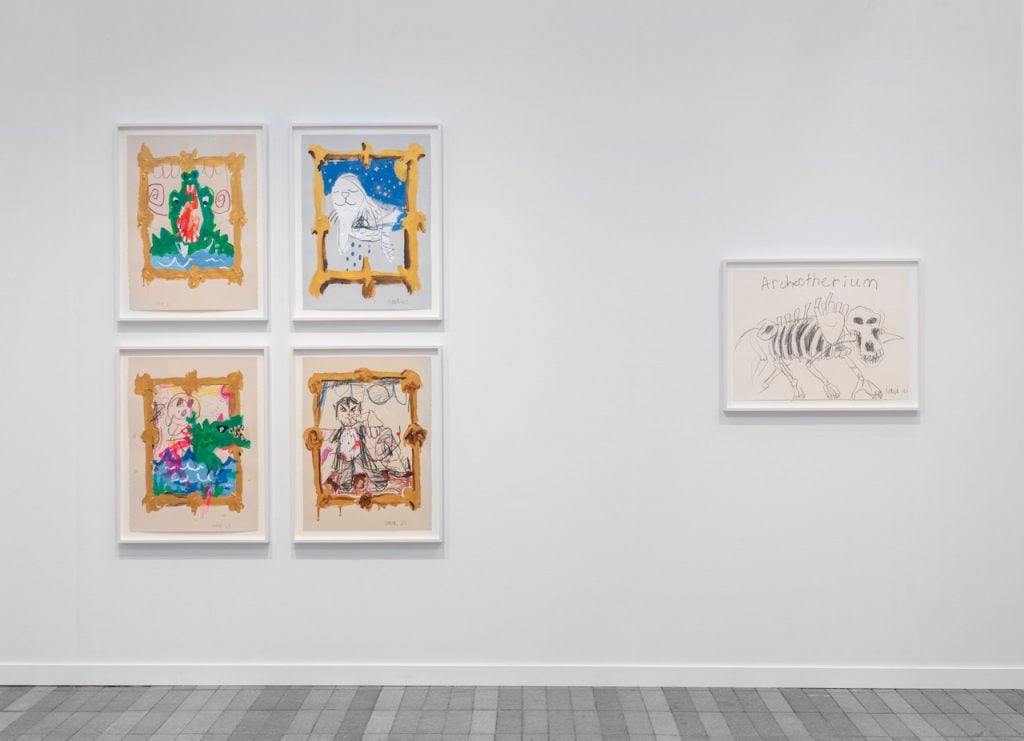 An installation view of Robert Nava's work viewed in Pace.  Frieze New York 2023 at The Shed.  Courtesy of Pace. 