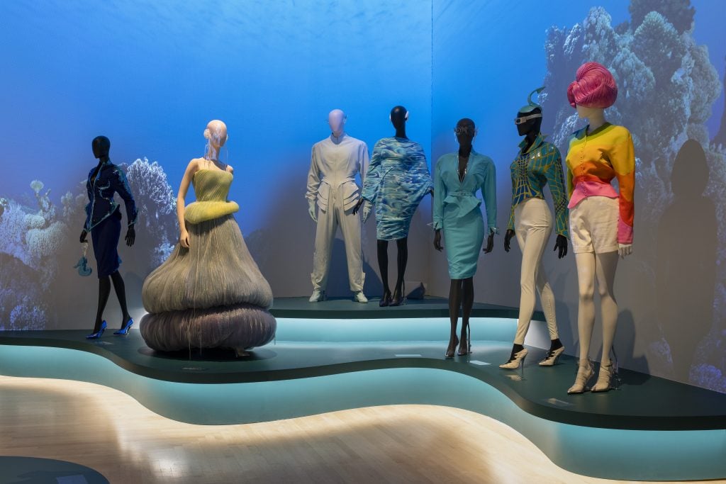 An installation view of "Thierry Mugler: Couturissime". Courtesy of Brooklyn Museum. 