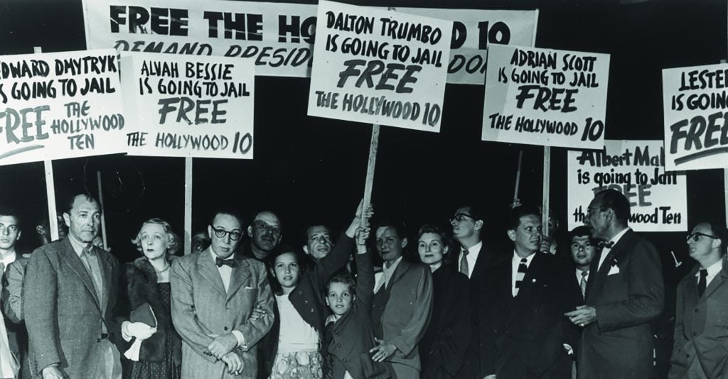 Rally for the Hollywood Ten, featuring the Ten and their families, 1950. Courtesy of the Wisconsin Center for Film and Theater Research.