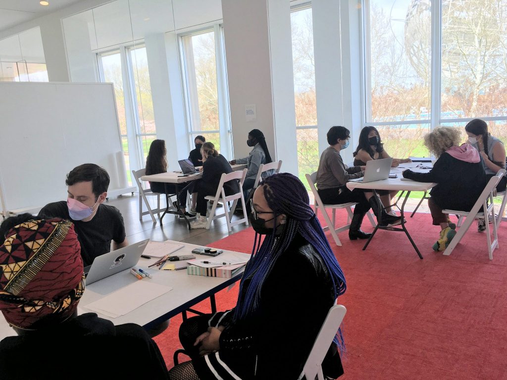 An education workshop organized by Year of Uncertainty artist-in-residence Gabo Camnitzer at the Queens Museum. Photo courtesy of the Queens Museum.