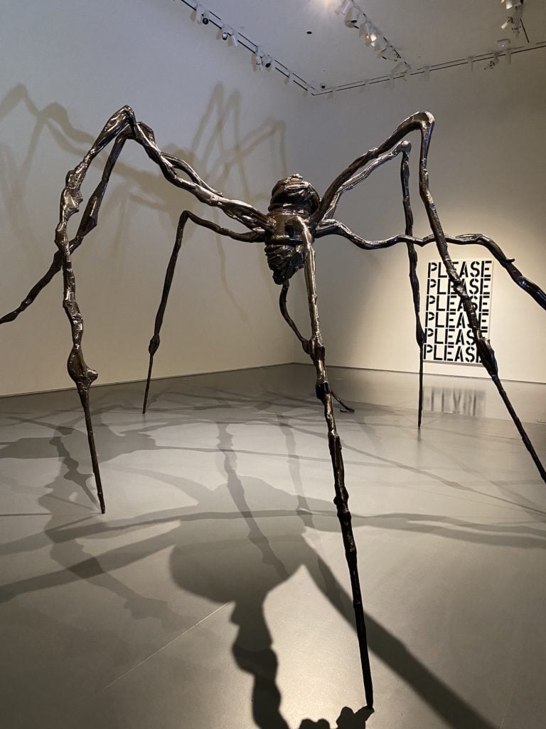 Installation view of Louise Bourgeois <i>Spider</i> (1996) at Sotheby's. Photo by Eileen Kinsella