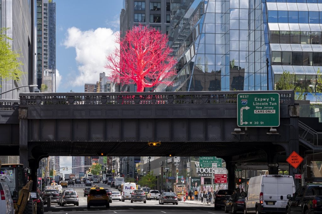 Pamela Rosenkranz, Old Tree (2023). A High Line Plinth commission. Photo by Timothy Schenck courtesy of the High Line, New York.