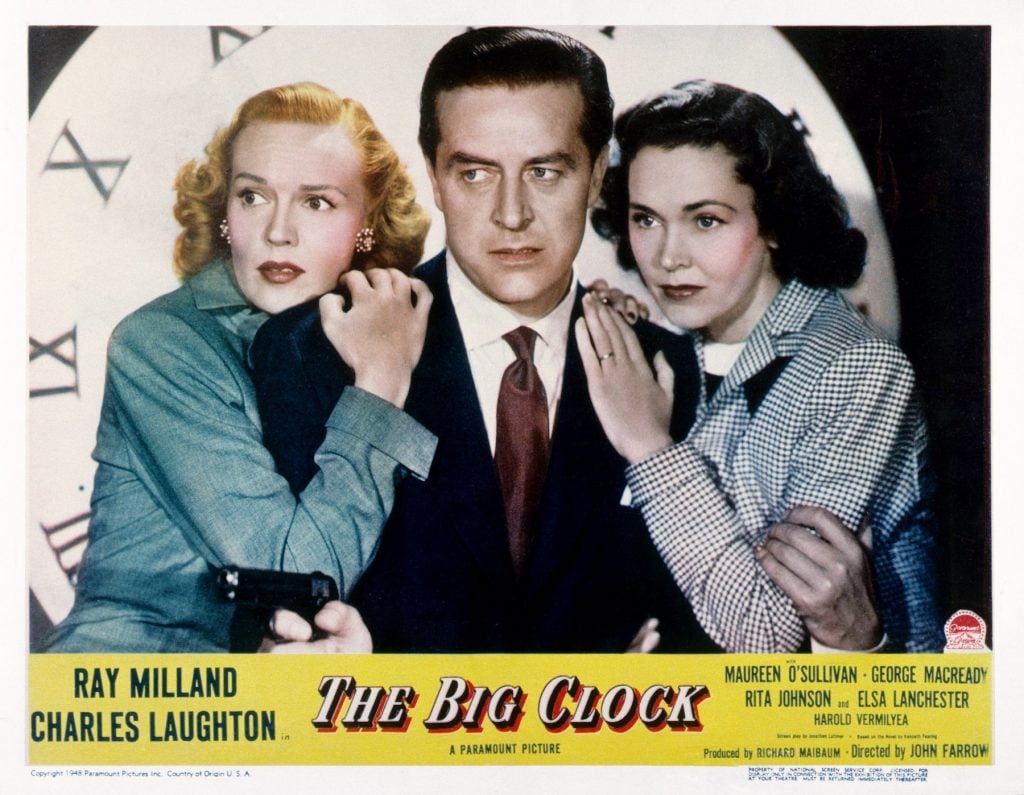 Rita Johnson, Ray Milland, and Maureen O'Sullivan in The Big Clock.