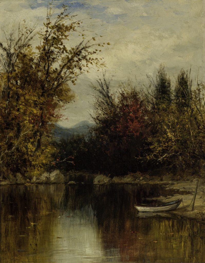 Susie M. Barstow, Early October Near Lake Squam. Collection of Suzanne H. Arnold Gallery, Lebanon Valley College Fine Art Collection, Lebanon, Pennsylvania. Photo by Andrew Bale, courtesy of the Thomas Cole National Historic Site, Catskill, New York.