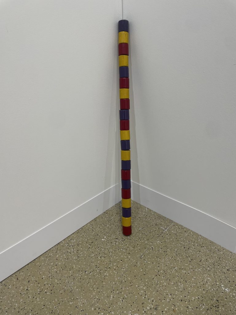 Andre Cadere at Berlin’s Neu Galerie; have art—will show up at your exhibit, unannounced, and be a participant by default. I want one. Now. Photo by Kenny Schachter.