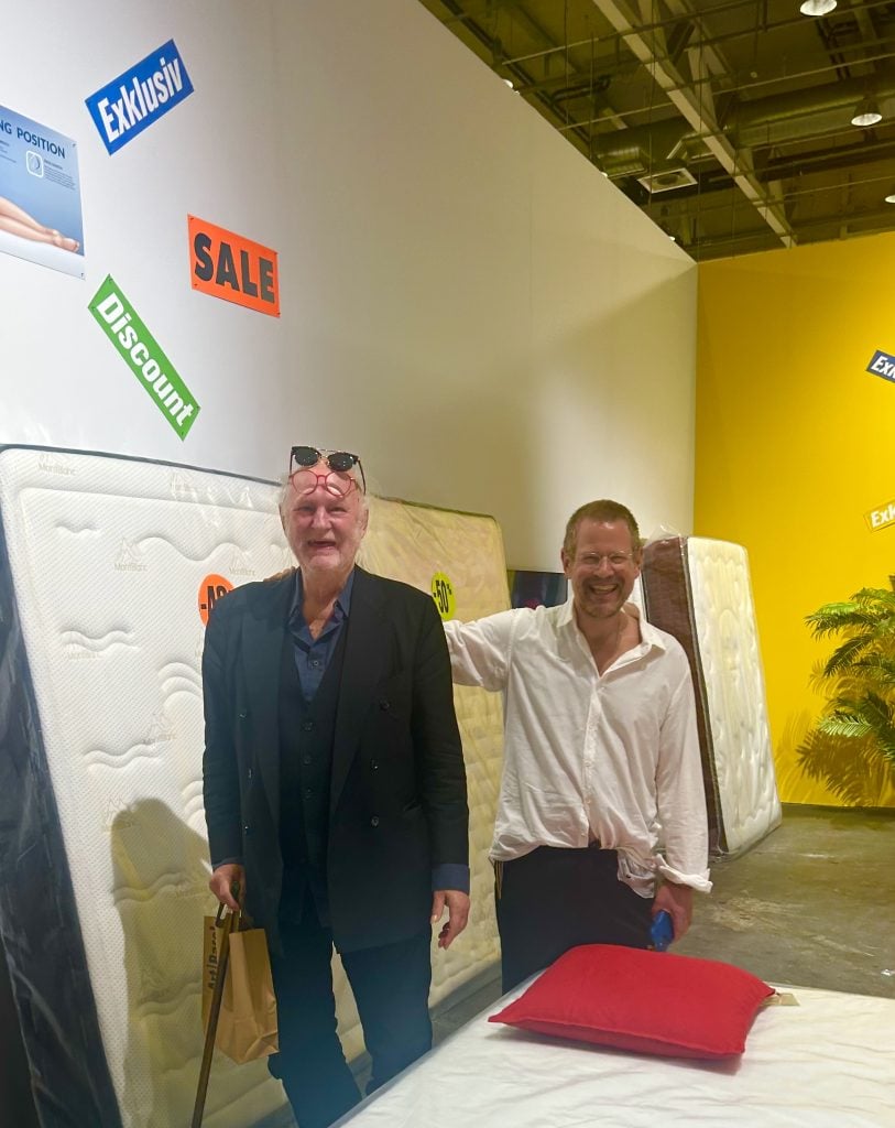 Guillaume Bijl and me at Art Basel Unlimited. Tthis guy is nuts—in the best possible way, and I love him and his art. Photo courtesy of Kenny Schachter.