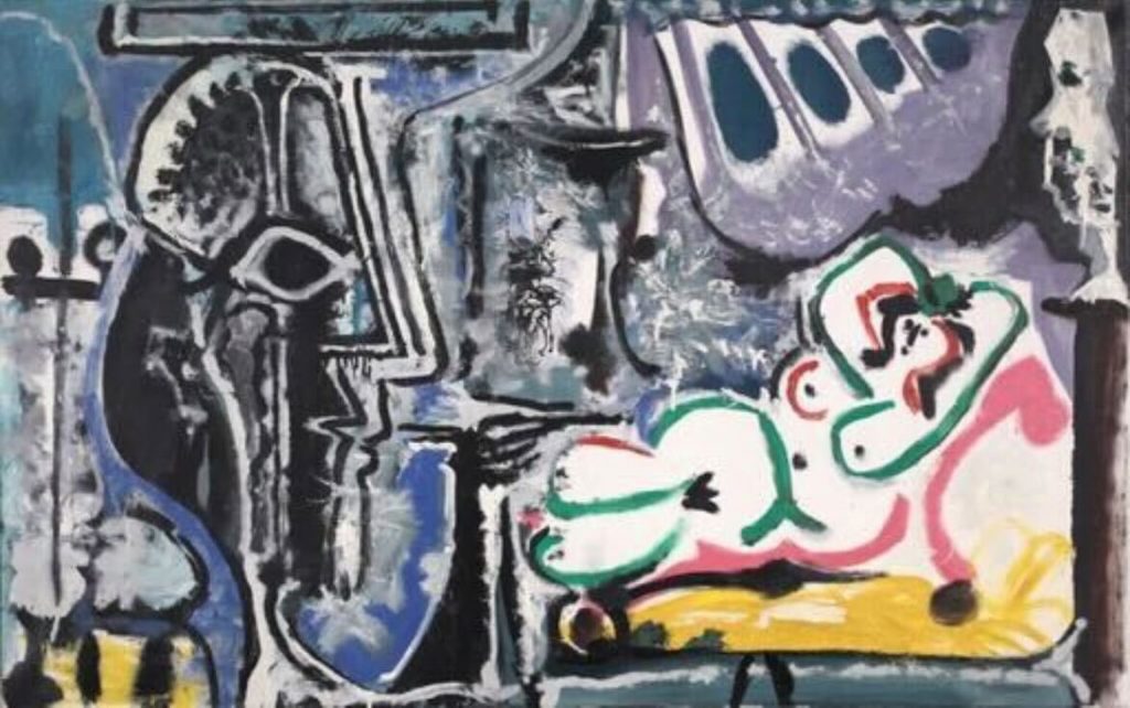 Pablo Picasso, <i>Le peintre et son modèle</i>(1963-1964). Courtesy: Helly Nahmad Gallery.
