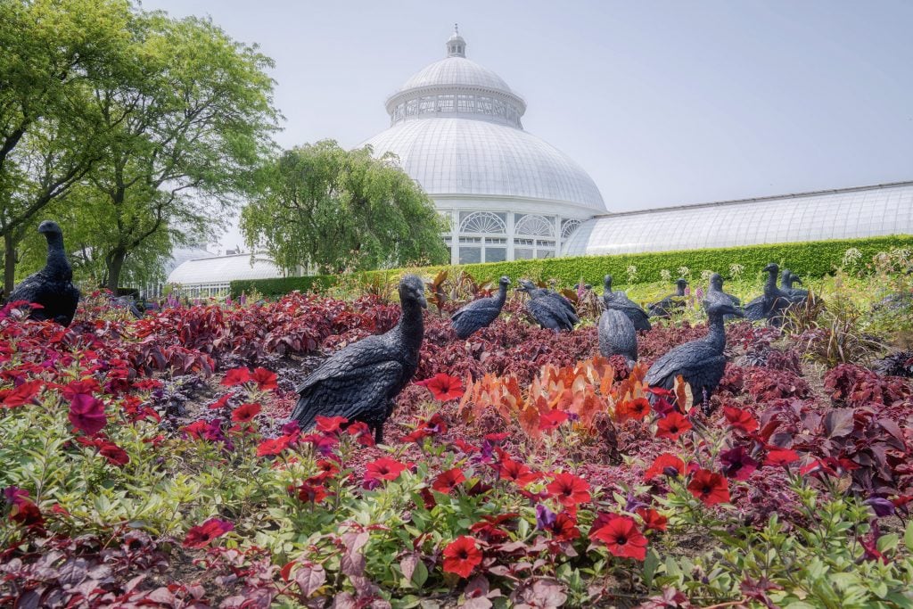 "Ebony G. Patterson: …things come to thrive…in the shedding…in the molting…." at the New York Botanical Garden. Photo courtesy of the New York Botanical Garden. 