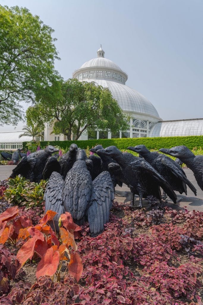 "Ebony G. Patterson: …things come to thrive…in the shedding…in the molting…." at the New York Botanical Garden. Photo courtesy of the New York Botanical Garden. 