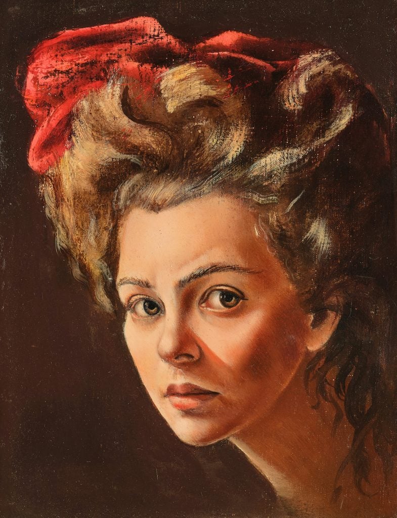 Leonor Fini, Autoportrait au turban rouge (1938-41). Image courtesy Sotheby's.