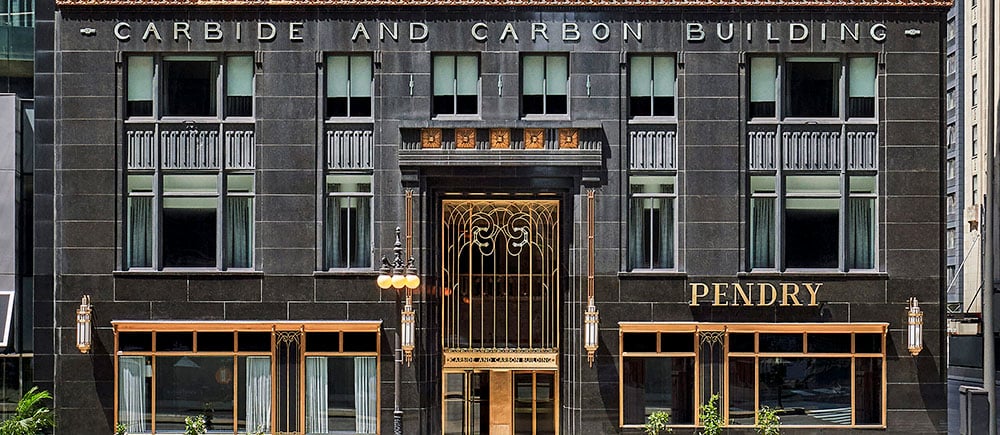 Exterior view of the Carbide and Carbon building. Courtesy of Pendry Chicago.