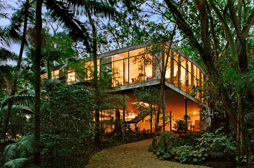 Architect Lina Bo Bardi designed her residence, Casa De Vidro, on the outskirts of São Paulo in 1951. Courtesy of Bottega Veneta.