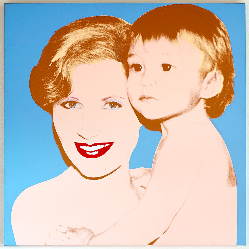 Suzanne Syz and her son Marc, silkscreen by Andy Warhol. Courtesy of Suzanne Syz.