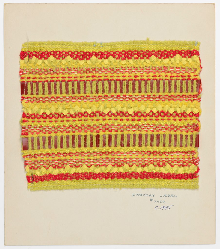 Dorothy Liebes, Sample card (ca. 1945). Collection of the Cooper Hewitt, Smithsonian Design Museum, New York, gift of the estate of Dorothy Liebes Morin. Photo by Matt Flynn ©Smithsonian Institution.