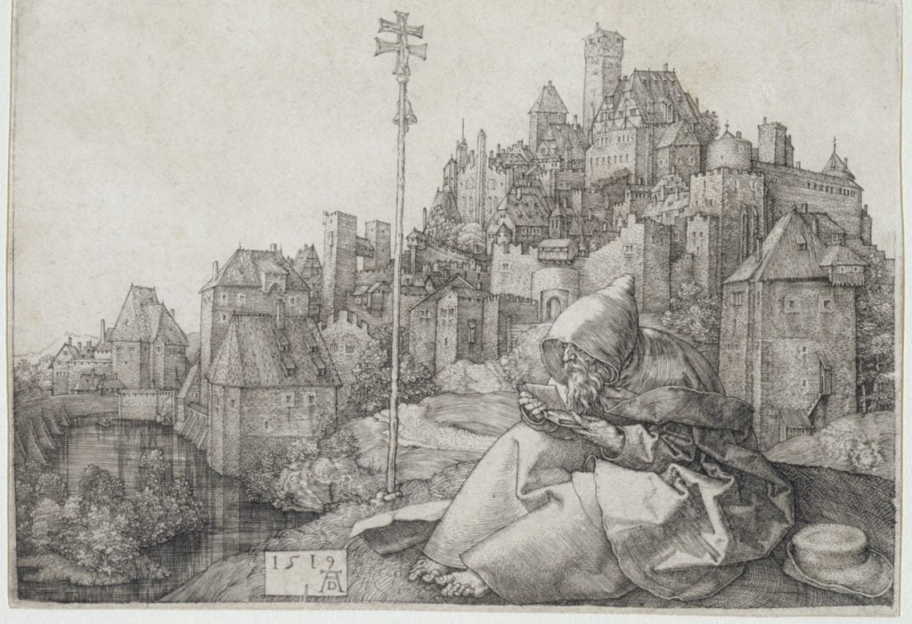 Albrecht Dürer (1471 - 1528), Saint Anthony Before the Town (c. 1519). The Whitworth, The University of Manchester. Photo by Michael Pollard.