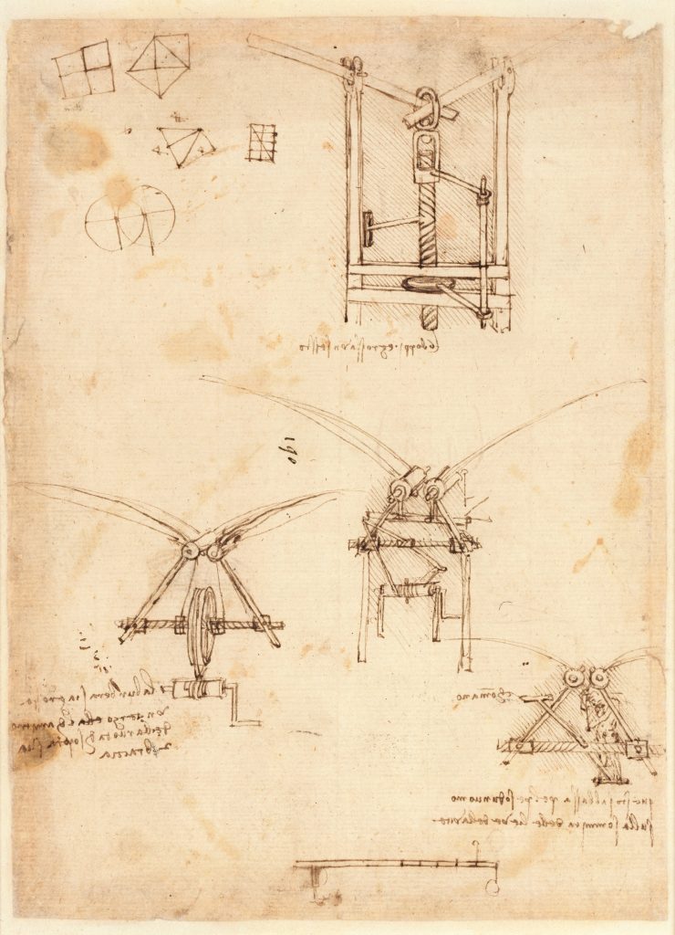 Leonardo da Vinci, <em>Codex Atlanticus</em>, folio 755 r. Collection of the Veneranda Biblioteca Ambrosiana, Milan, courtesy of Google Arts and Culture.