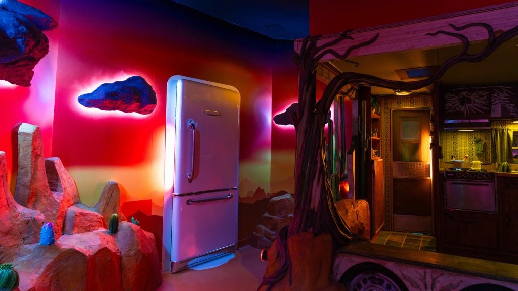 Geoffrey Banzhof, <em>Desert Trailer Room<em> at Meow Wolf the Real Unreal in Grapevine, Texas. Photo by Paul Torres courtesy of Meow Wolf.