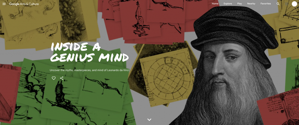 "Inside a Genius Mind," a new online Leonardo da Vinci retrospective from Google Arts and Culture.