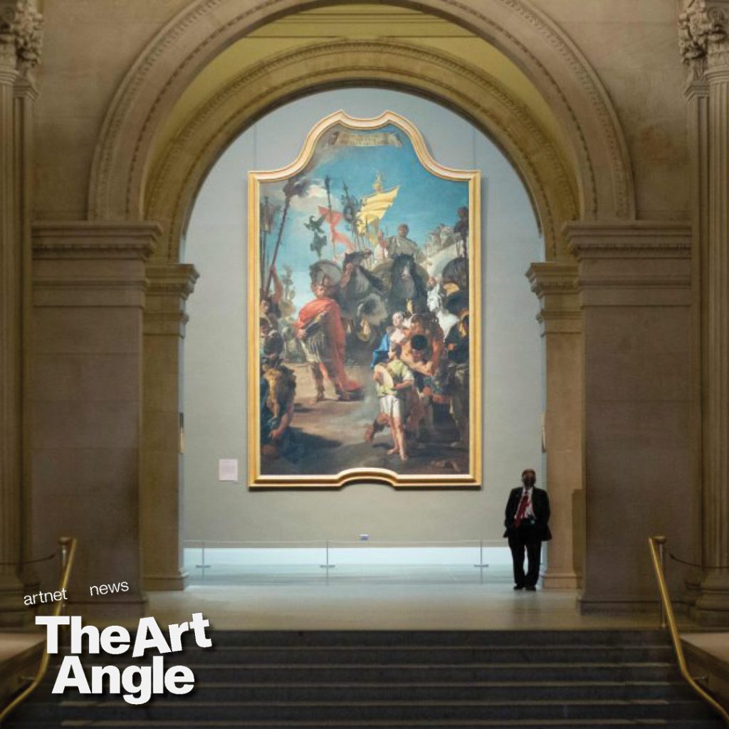 A security guard stands at his post as the Metropolitan Museum of Art in New York. Photo by Kena Betancur / AFP via Getty Images.
