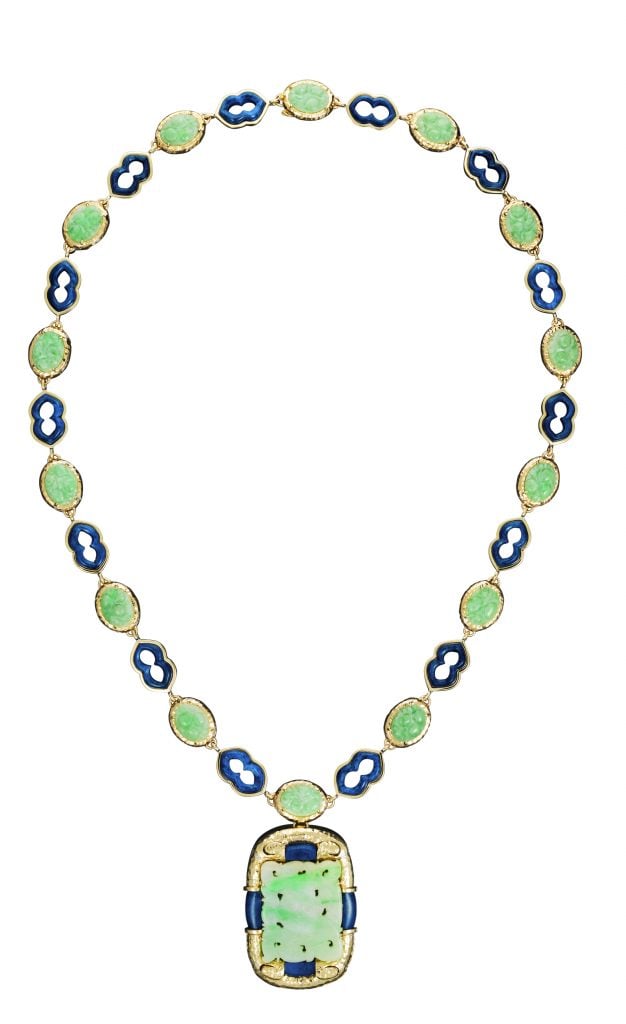 A jade and lapis necklace from 1973. Courtesy of Van Cleef & Arpels. 