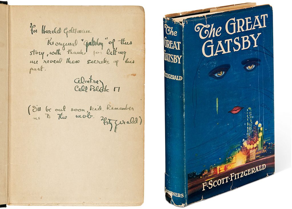 An inscribed copy of ‘The Great Gatsby’ is expected to lead the auction. Courtesy of Christie's.
