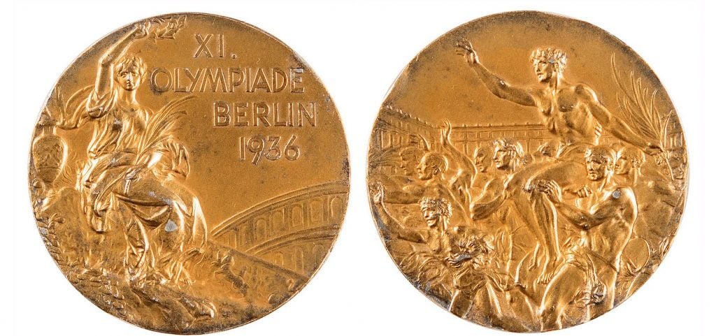 Berlin 1936 Summer Olympics gold medal, awarded to Peter Paul Fernandes. Courtesy of RR Auction.