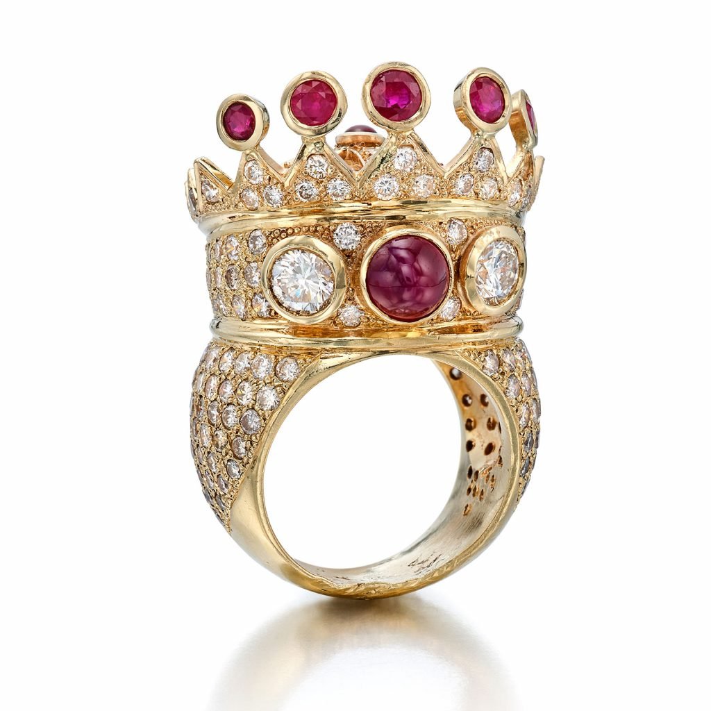A diamond and ruby ring designed by rap legend Tupac Shakur will lead Sotheby’s Hop Hop auction later this month. The crown jewels of rap are expected to fetch at least $200,000. Courtesy of Sotheby's.