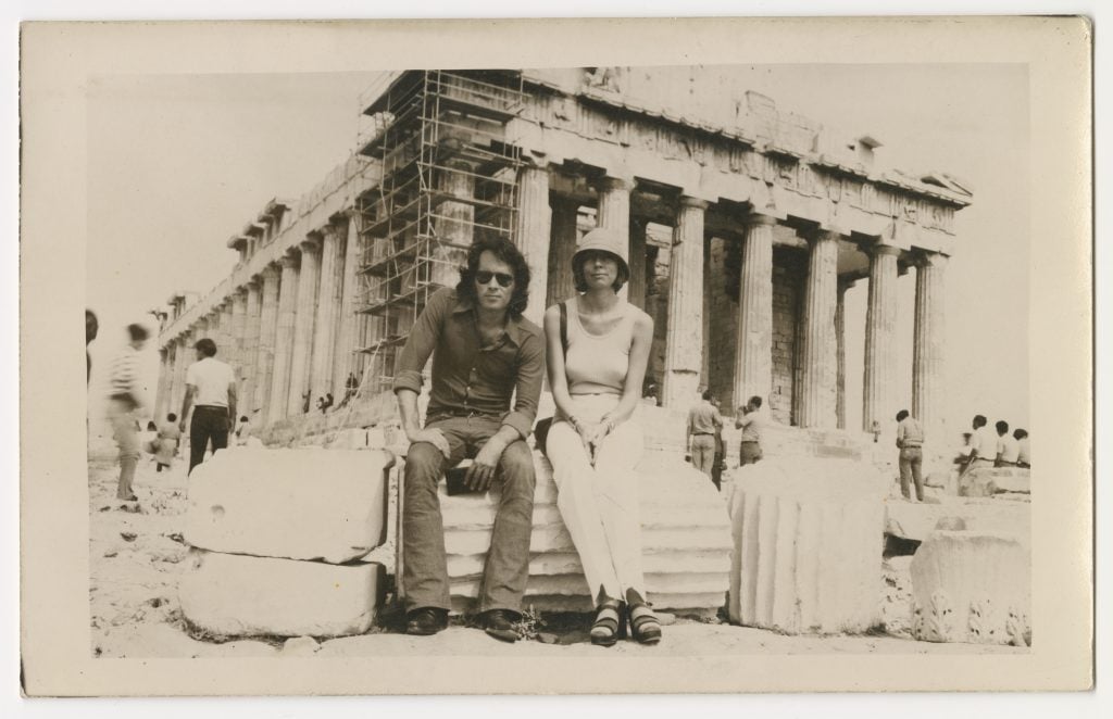 Brice and Helen Marden at the Parthenon in Athens. Photo courtesy of Gagosian.