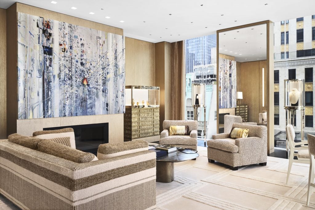 Sarah Sze's First Time (Half Life) dominates the exclusive penthouse Tiffany Private Club. Courtesy of Tiffany & Co. 
