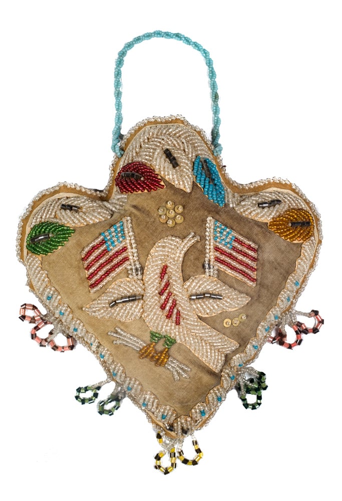 Unidentified Native American artist, Haudenosaunee beaded pincushion (ca. 1890–1910. Collection of the New-York Historical Society, gift of Arnold and Dora Stern.