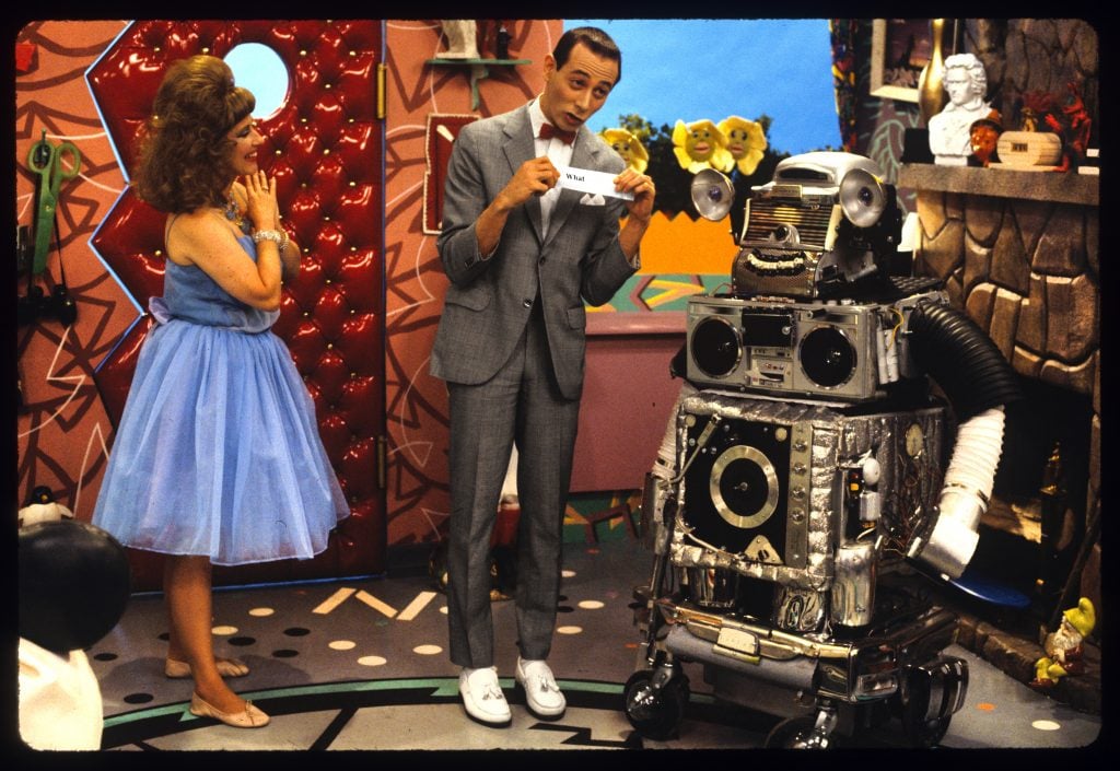Publicity still from 'Pee Wee's Playhouse' (CBS), a children's television show starring Paul Reubens and Lynne Marie Stewart, 1986. (Photo by John Kisch Archive/Getty Images)