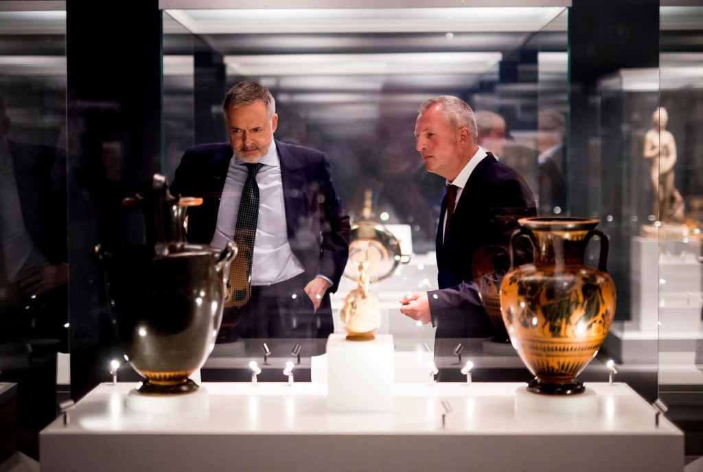 British museum director Hartwig Fischer and art expert Peter Higgs