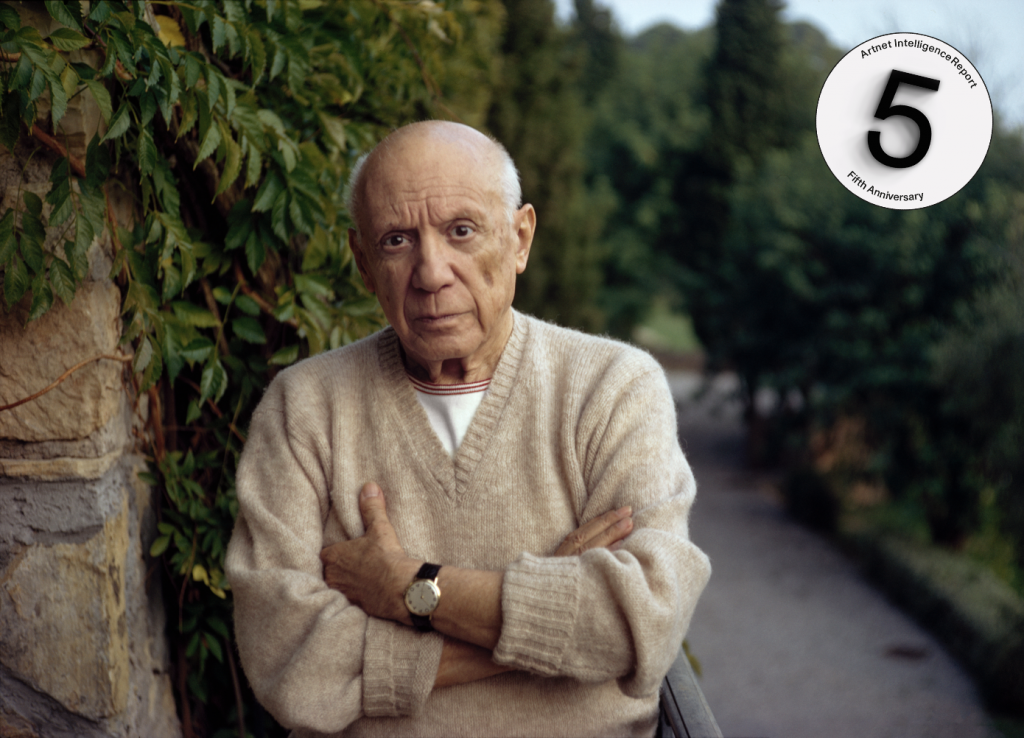 Pablo Picasso remains the most-searched artist on Artnet's Price Database. (Photo by Tony Vaccaro / Getty Images)