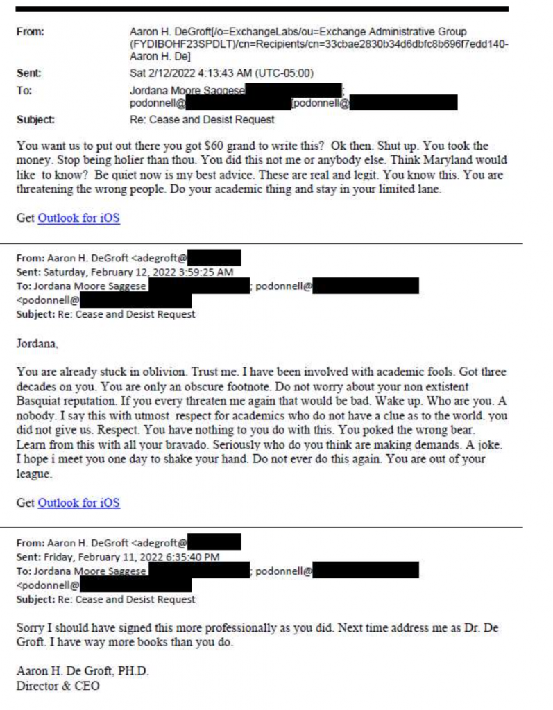 Emails from former Orlando Museum of Art director Aaron De Groft including the museum's complaint against him. 