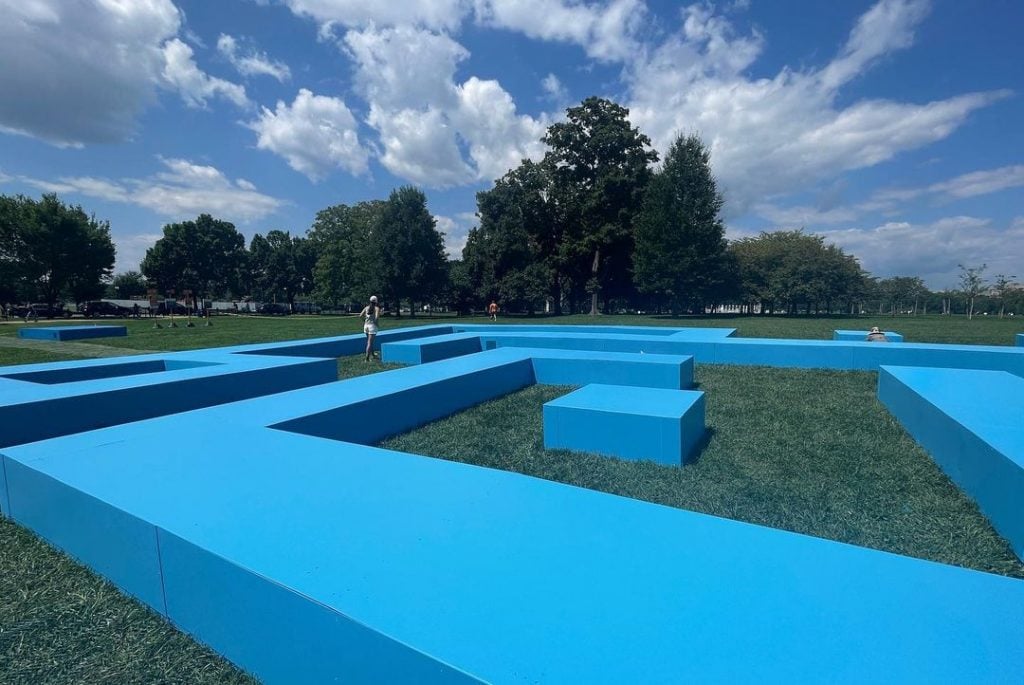 Ashon T. Crawley, <em>Homegoing</em> (2023) in the Monument Lab's exhibition "Beyond Granite: Pulling Together" on the National Mall in Washington, D.C. (detail). Photo courtesy of Monument Lab.