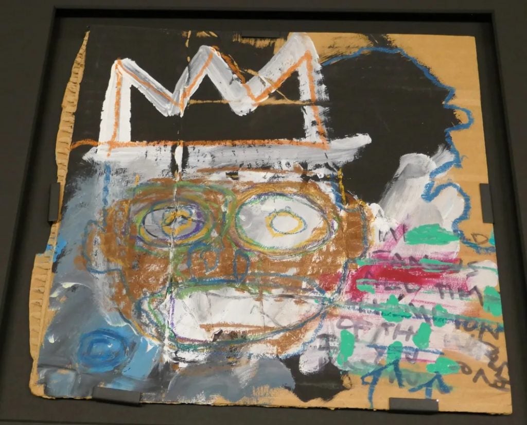 A fake Jean-Michel Basquiat the FBI seized from the Orlando Museum of Art. Michael Barzman has confessed to creating the forgeries, and will pay a $500 fine and serve three years probation for making false statements to the FBI about the forgeries. Photo courtesy of the United States Attorney’s Office Central District of California.