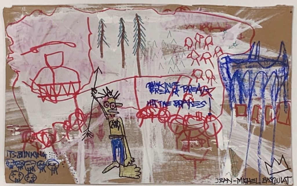 A fake Jean-Michel Basquiat the FBI seized from the Orlando Museum of Art. Michael Barzman has confessed to creating the forgeries, and will pay a $500 fine and serve three years probation for making false statements to the FBI about the forgeries. Photo courtesy of the United States Attorney’s Office Central District of California.