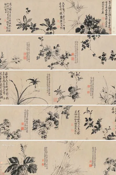 Xu Wei, <i>Mixed Flower Hand Scroll</i>. Courtesy of Duo Yun Xuan Auctions Co., Ltd.
