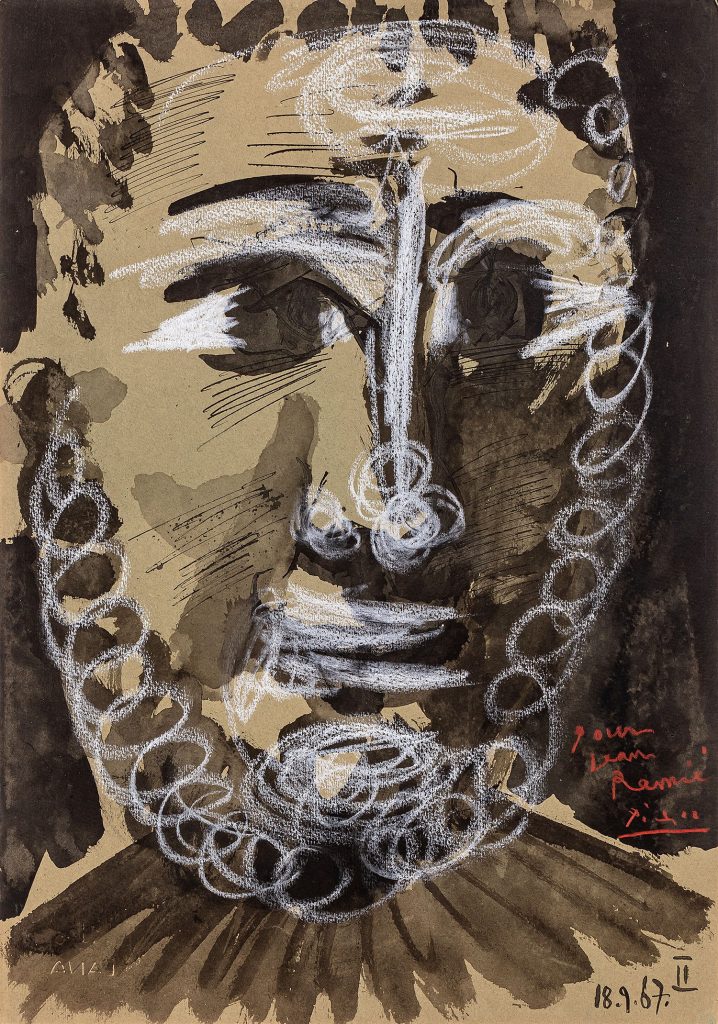 Pablo Picasso, <em>Tête de Jeune Homme barbu</em> (1967). Estimate: $381,000–$490,000). Courtesy of Sotheby's.
